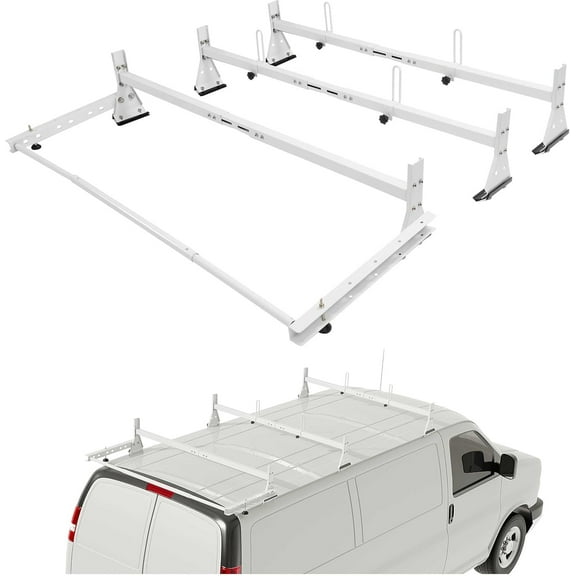 KOJEM Van Roof Rack Compatible with 1996-2023 Chevy Chevrolet Express 2500/3500 1996-2023 GMC Savana 2500/3500 3bar Van Ladder Rack