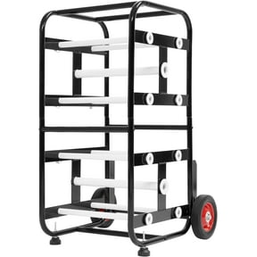 KOJEM Wire Spool Rack Cable Caddy Cart Transportable Spool Wire Rack Dispenser with Wheels Multiple Axle Cable Holder & Distribution Efficient Work for Electrical Industrial Retail Black+White Steel