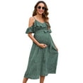 thumbnail image 1 of KOJOOIN Women's Maternity 2024 Fashion Dress Ruffles Short Sleeve Spaghetti Strap Nursing Floral Dress V Neck A Line Tiered Dress, 1 of 8