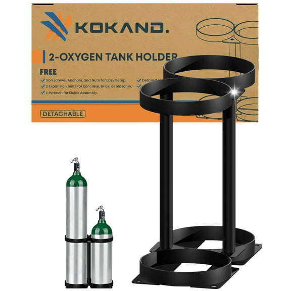 KOKAND Detachable Oxygen Tank Holder (2) for E, D, M9/C Size Cylinders
