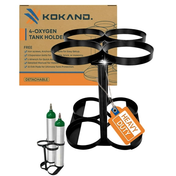 KOKAND Detachable Oxygen Tank Holder (4) for E, D, M9/C Size Cylinders, Black