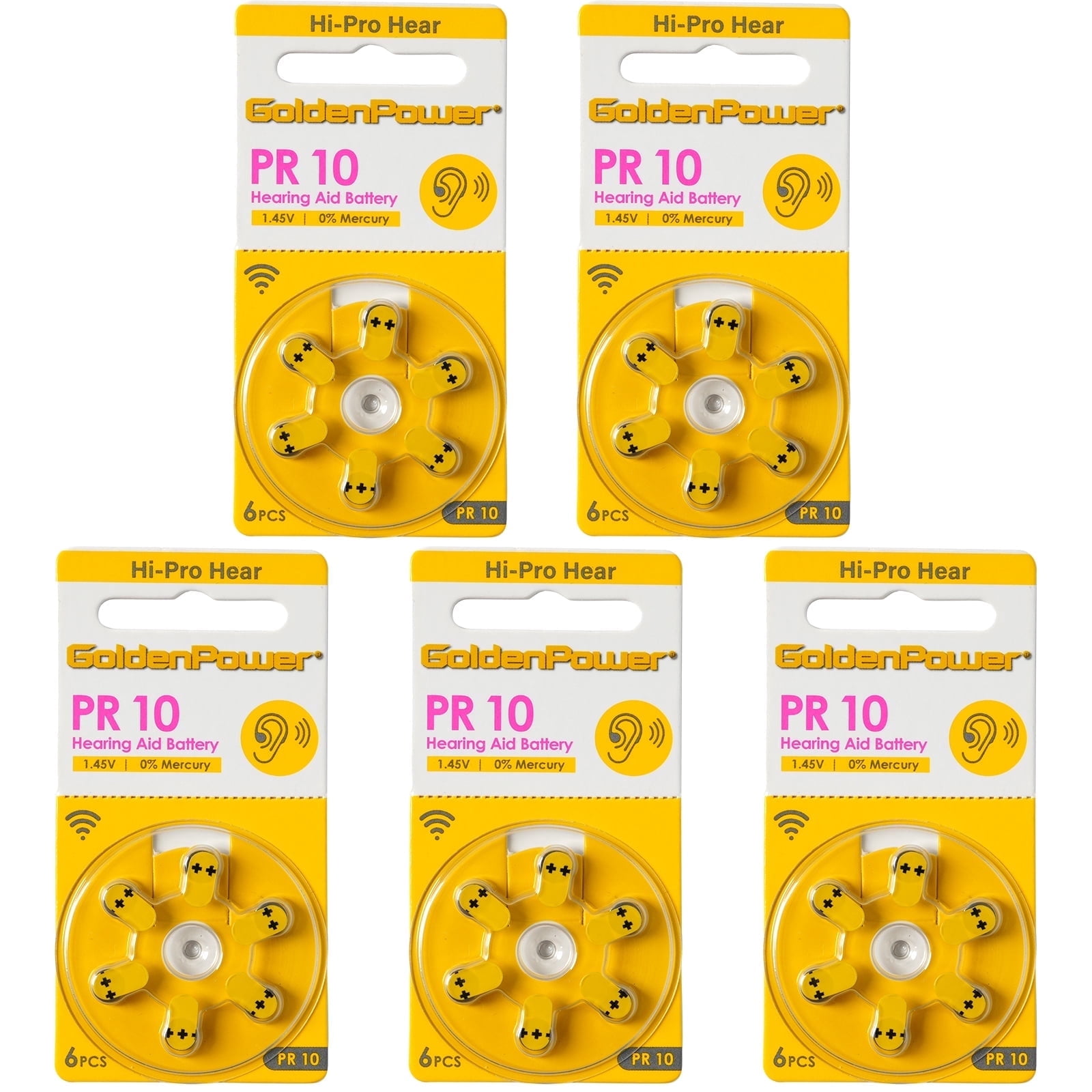 KOKCOOL  5 Packs/30 Pcs Hearing Aid Batteries Size 10, Zinc-Air Batteries, 1.45 Volt, Easy to Open and Carry, Long Lasting Batterie