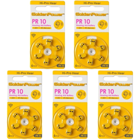 KOKCOOL 5 Packs/30 Pcs Hearing Aid Batteries Size 10, Zinc-Air Batteries, 1.45 Volt, Easy to Open and Carry, Long Lasting Batterie