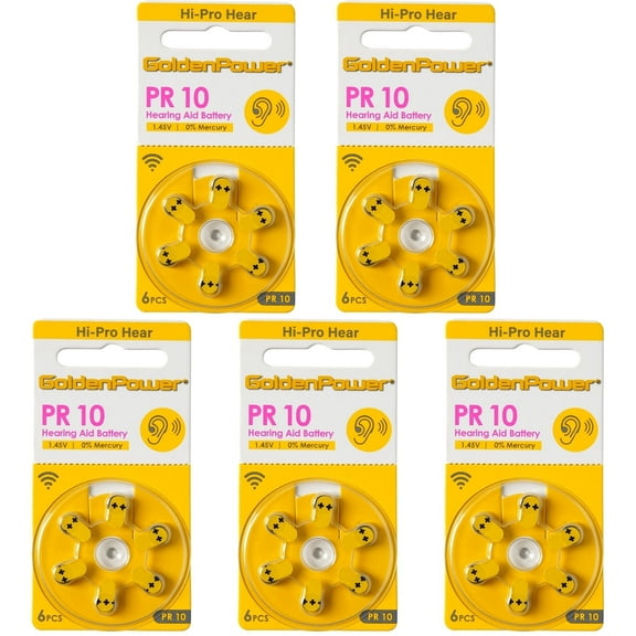 KOKCOOL 5 Packs/30 Pcs Hearing Aid Batteries Size 10, Zinc-Air Batteries, 1.45 Volt, Easy to Open and Carry, Long Lasting Batterie