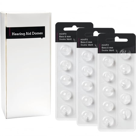KOKCOOL Replacement Hearing Aid Domes Compatible with Oticon Minifit, Double Vent Bass Domes 8 mm, 3 Packs