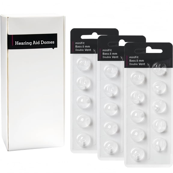 KOKCOOL Oticon Minifit Double Vent Bass Domes (8 mm/3 Packs) , Hearing Aid Domes for Oticon Replacements