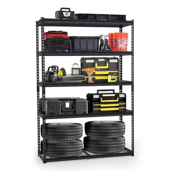 KOKEBREN 5 Tier 72" H Garage Storage Shelving Unit Heavy Duty Metal Utility Rack with Adjustable Shelves 2500 lbs,48"W x 18" D