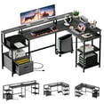 thumbnail image 1 of KOKEBREN L Shaped Desk 76 Inch Reversible Computer Desk with Drawer for Home Office,Corner Desk with Power Outlet,Monitor Shelf,Gray, 1 of 5
