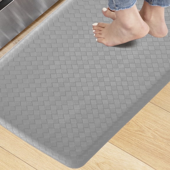 KOKHUB Kitchen Mat,1/2 Inch Thick Cushioned Anti Fatigue Waterproof Kitchen Rug, Comfort Standing Desk Mat, Doormat Kitchen Floor Mat Non-Skid & Washable for Home, Office, Sink,17.3"x28"- Grey