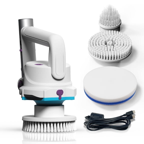 KOKIDO Rechargeable Pool Scrubber, Compact Electric Pool Cleaning Brush for Walls, Waterline & Steps, 3in1 Pool Brush, 40Min Runtime, Pivot Handle