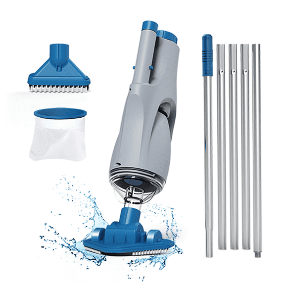 Kokido Rechargeable Handheld Pool Vacuum XTROVAC 110 Cordless with Adjustable Pole and 2 Brush Vac Heads for Above-Ground Pools, Spot Clean Inground Pools