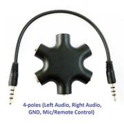KOKKIA 4-pole Left Audio، Right Audio، GND، MIC / Remote Control 5 Way 6 Port Audio-Splitter 3.5mm، Speakers and Headphones