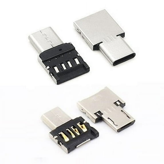 KOKKIA Tiny USB Type A to Type C (1pc) and Tiny USB Type A to Micro USB (1pc) Adapter Connector for Laptop, Cell Phone, Tablet, USB Cable & Flash Disk.