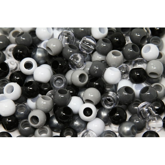 KOKO 160PC 12x15 mm Premium Wholesale Pony Beads, Bracelet Cool Beads, Beads for Hair Braids, Beads for Crafts, Plastic Beads, Hair Beads for Braids (Gray Mix)