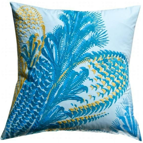 KOKO Company 91937 Water 20 in. x 20 in. Pillow - Blue-Mustard