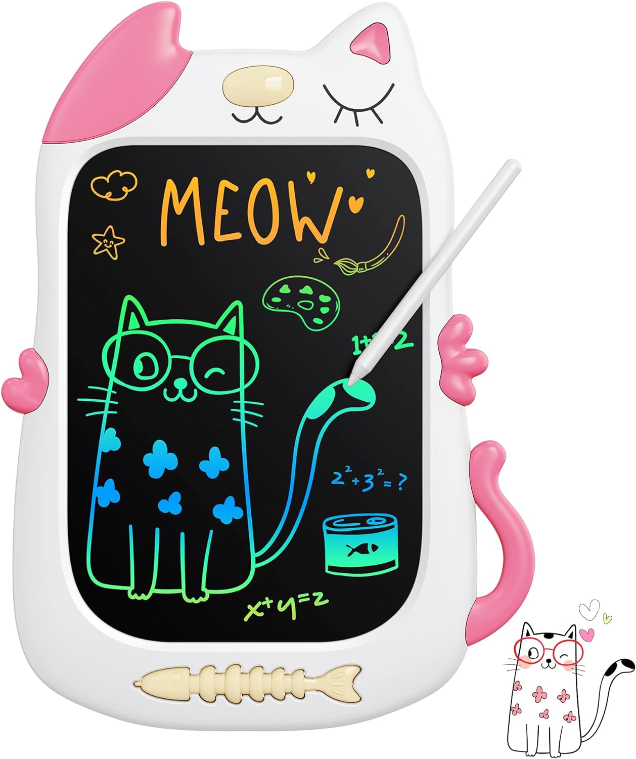 KOKODI Doodle Board Drawing Pad 8.5 Inch Cat Toys for 3 4 5 6 7 Years Old Girls LCD Writing Tablet Toddler