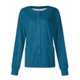 thumbnail image 1 of KOKOI Women's Classic Long Sleeve Scrub Jacket Casual Open Front Button Down (S-5XL, Sky Blue ), 1 of 4