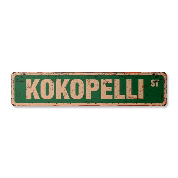 KOKOPELLI Vintage Plastic Street Sign mystical Anasazi flute player fantasy | Indoor/Outdoor |  18" Wide