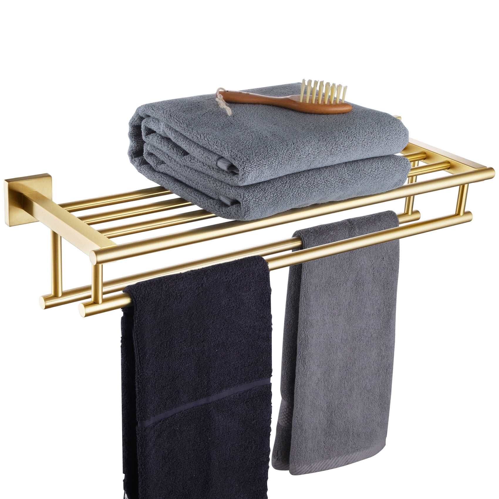 KOKOSIRI 24 Inch Towel Rack with Double Towel Bars Bathroom Towel Shelf ...