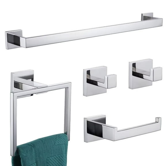 KOKOSIRI Bath Towel Bar Set Bathroom Hardware Accessories Set Toilet Paper Holder Towel Holder Towel Ring Coat Hook Wall Mount Stainless Steel Ploshed Chrome B09A5-CH