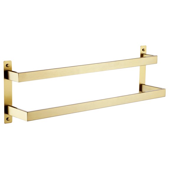KOKOSIRI Bath Towel Bars Bathroom 2-Tiers Ladder Brushed Gold Towel Rails 24 Inches Towel Holders Wall Mounted Towels Shelves Rack Stainless Steel, B5008BG-L24