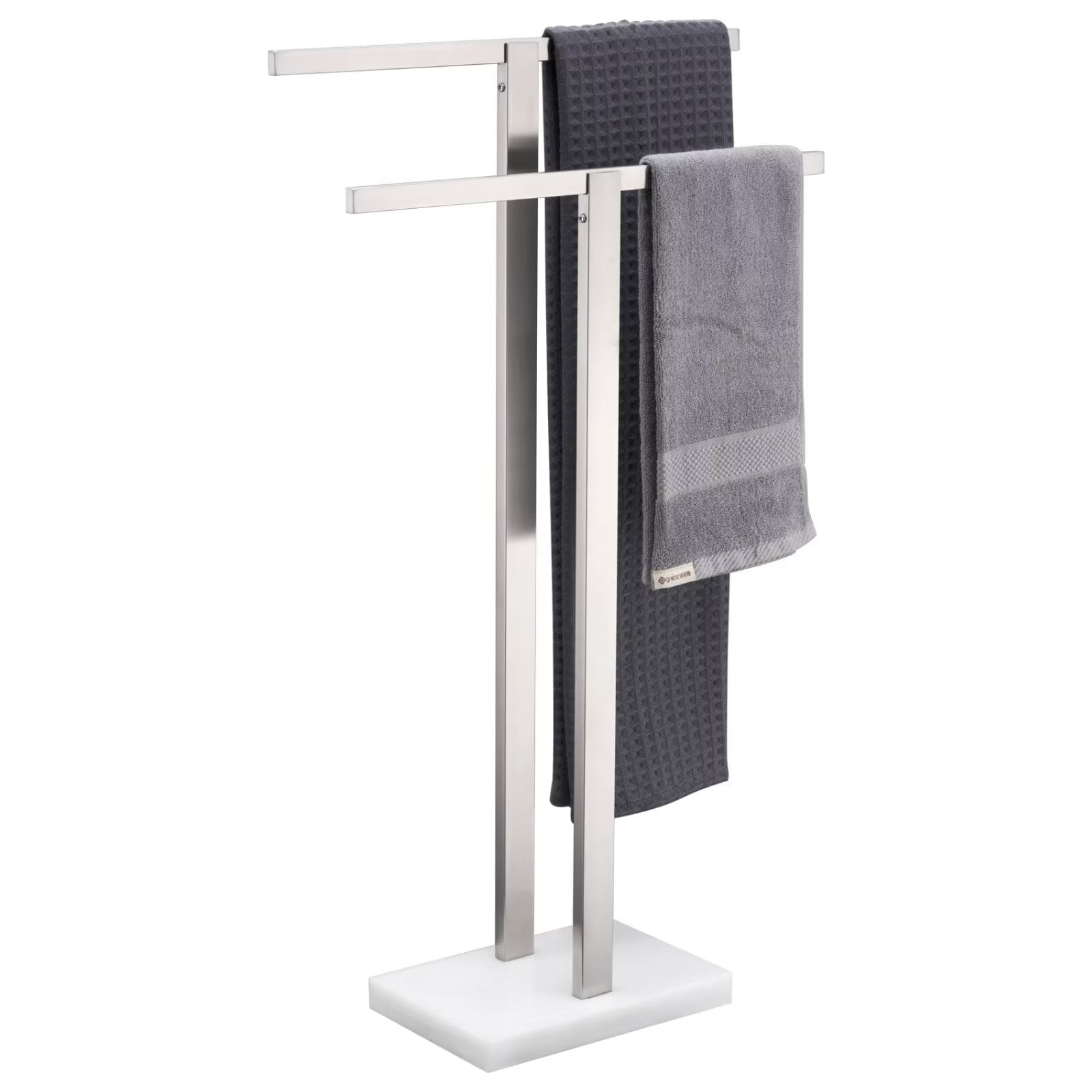 KOKOSIRI Bathroom Towel Rack 2-Tier Standing Towel Racks with Marble ...