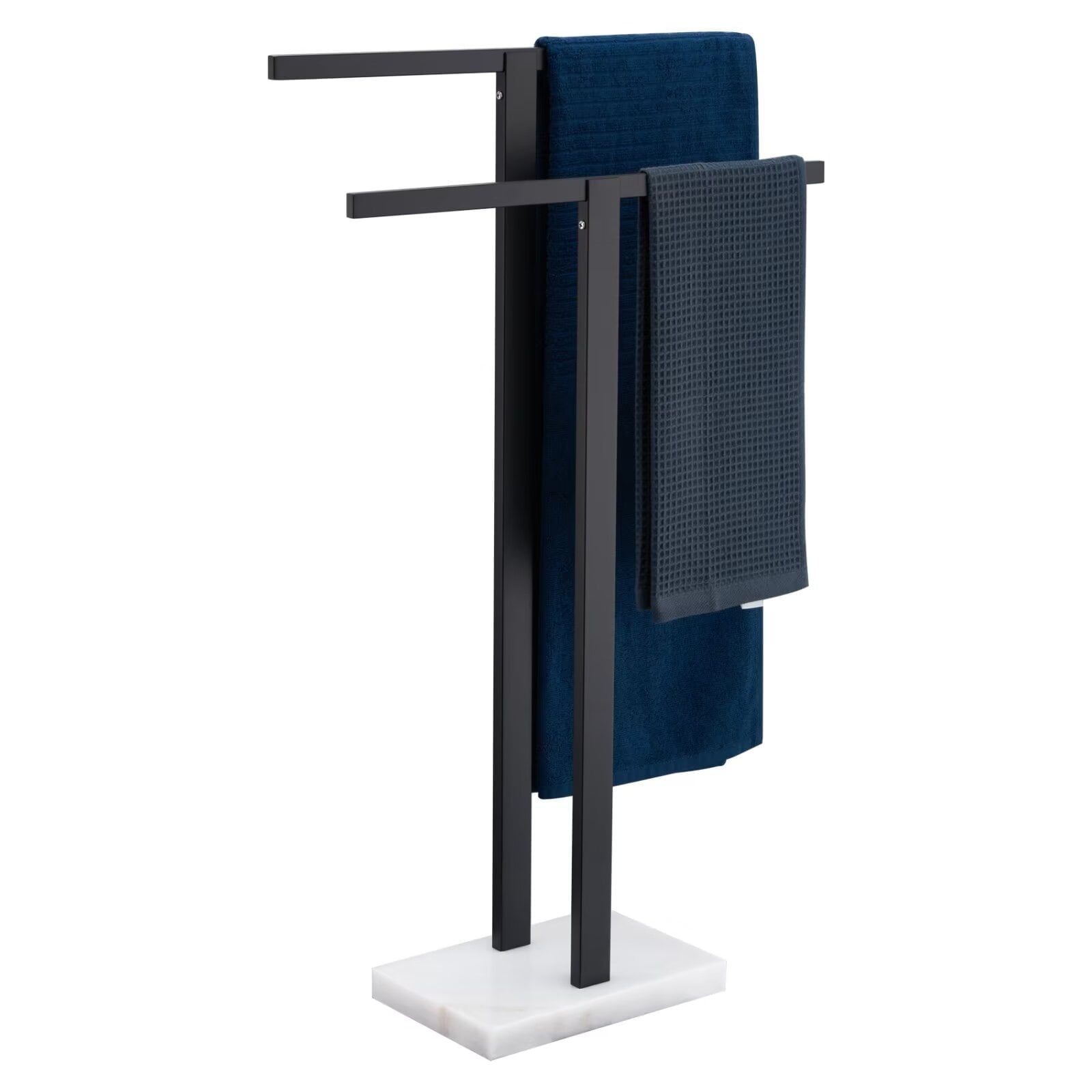 KOKOSIRI Bathroom Towel Rack 2-Tier Standing Towel Racks with Marble ...