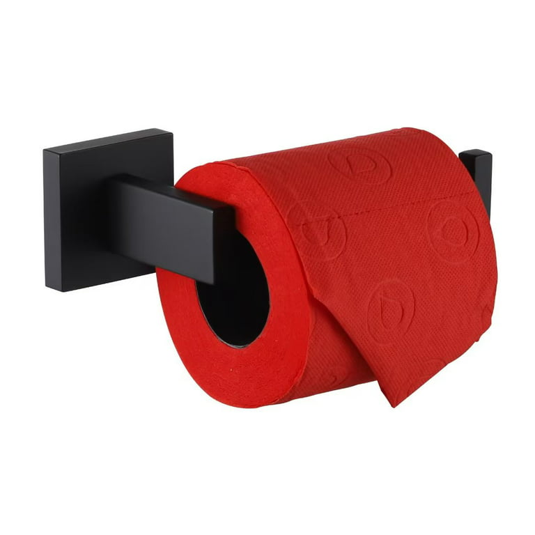 Modern Toilet Paper Roll Hanger with Phone Holder Stainless Steel Matte  Black