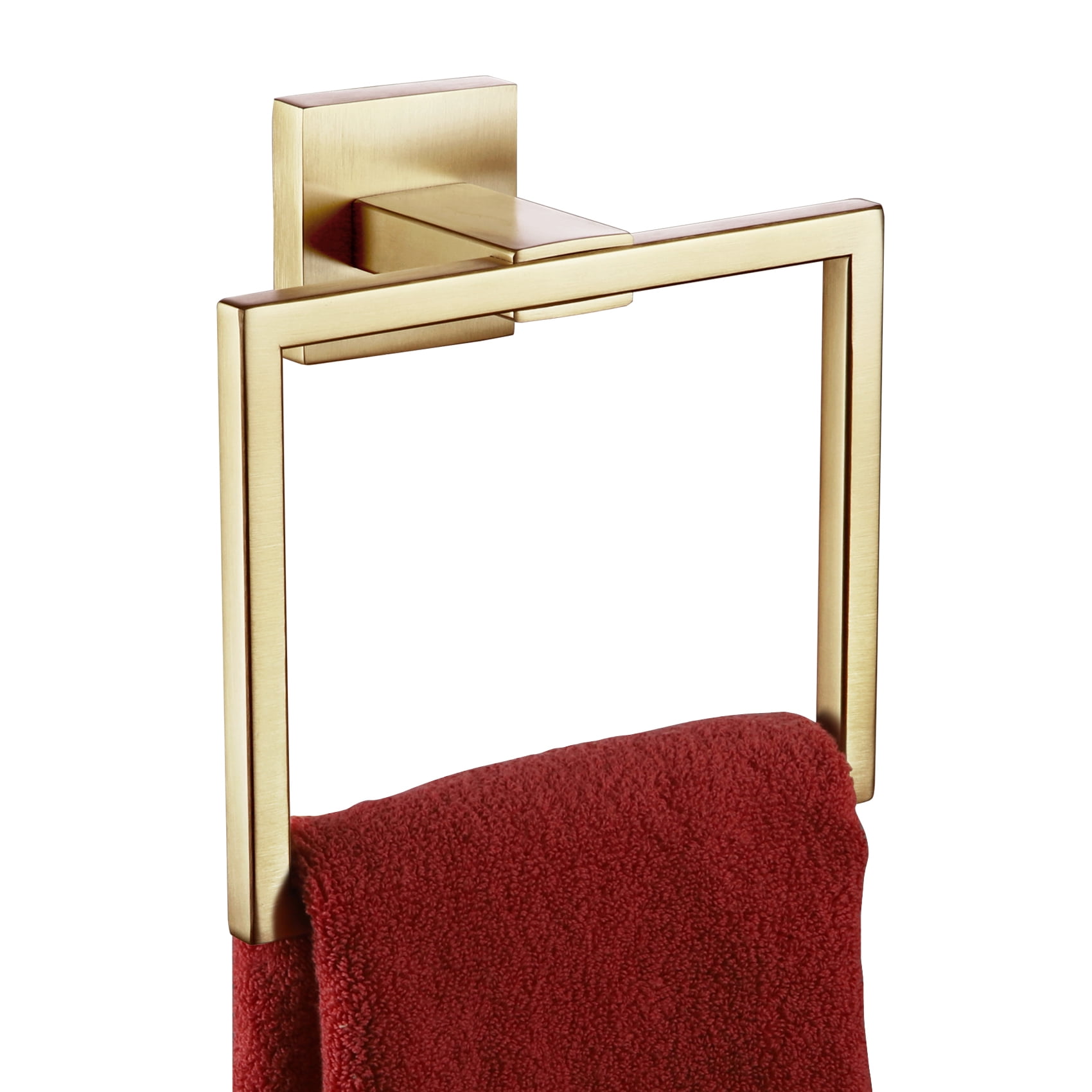 Brushed Gold Stainless Steel Square Wall Mounted Towel Ring