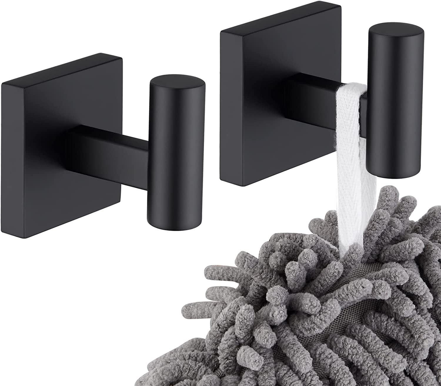 KOKOSIRI Robe Hook Bathroom Towel Coat Hooks Matte Black for Bath