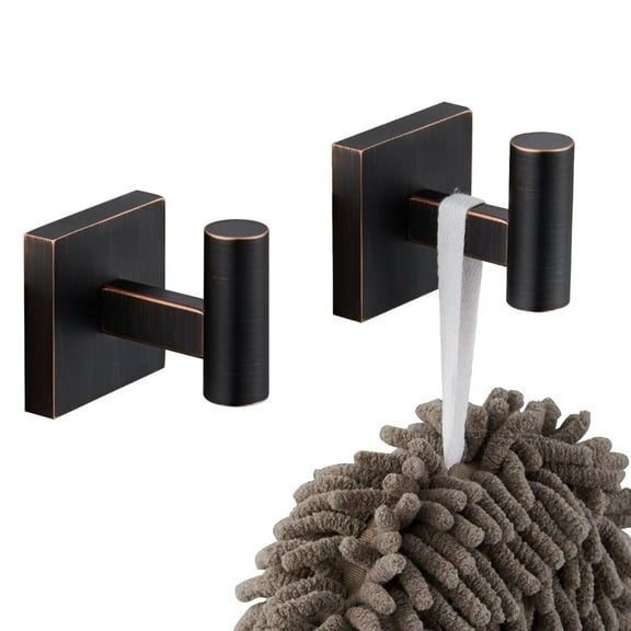 KOKOSIRI Robe Hooks Bathroom Towel Coat Hook for Bath Kitchen Hardware Wall Mounted, 2 Pack Oil Rubbed Bronze Stainless Steel B1013ORB-P2