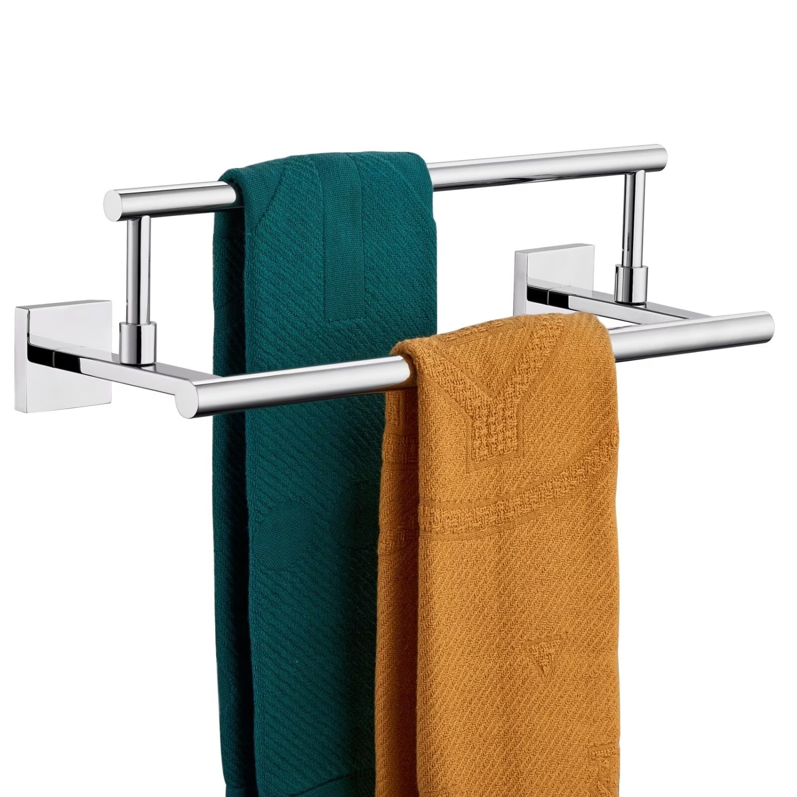 KOKOSIRI Towel Bars Chrome 16-Inch Bathroom Double Towel Holder for ...