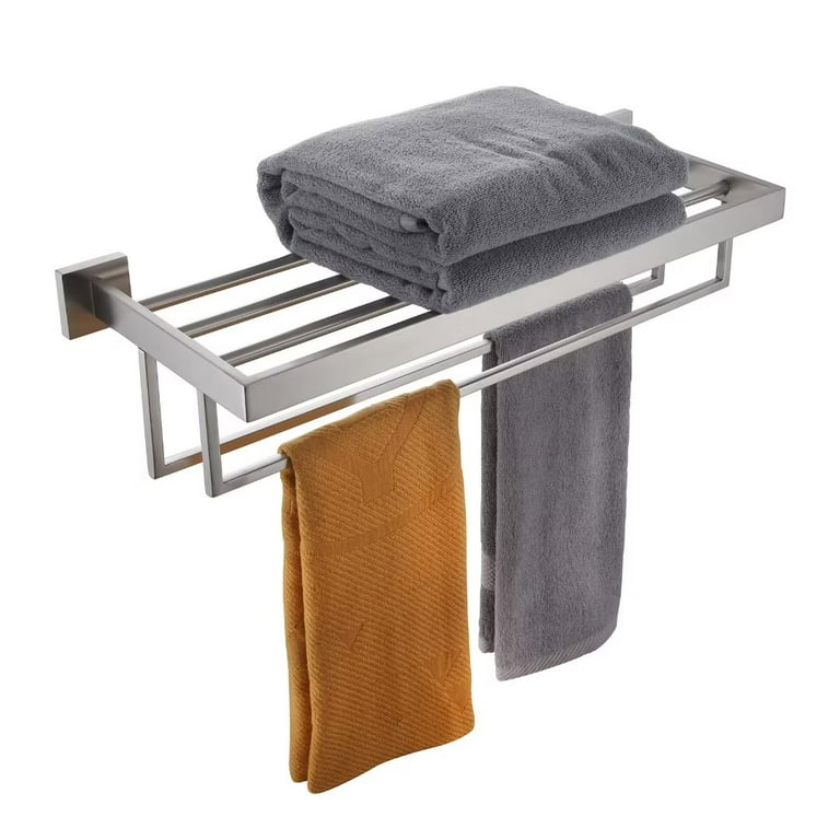 Lonffery Outdoor Towel Rack,Swivel Towel Rack,4-Arm Wall Mounted Towel Bar  for Bathroom,Pool,Silver