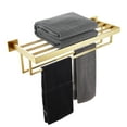 thumbnail image 1 of KOKOSIRI Towel Shelf Holder 24'' Bathroom Towel Rack with Two Bath Towel Bars Rails SUS304 Stainless Steel Wall Mount Brushed Gold B6003BG-L24, 1 of 6