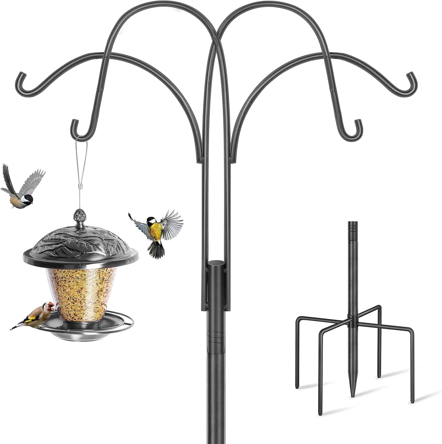 KOLAKO Bird Feeder Poles, 223cm Extra Tall Bird Feeding Stations Stand, Heavy Duty  Metal Shepherds Hooks Crooks for Garden Lantern