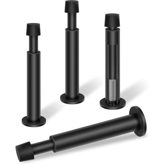 KOLAKO Door Stop, Long Door Stoppers Wall Mount, 4.4 Inch Spring Doorstop with Rubber Tips, Flexible Door Holder, Black, 4 Pack