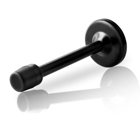 KOLAKO Door Stop, 6 inch Long Door Stopper Wall Mount Stainless Steel with Rubber Bumper Tips Sounding Dampening, Black