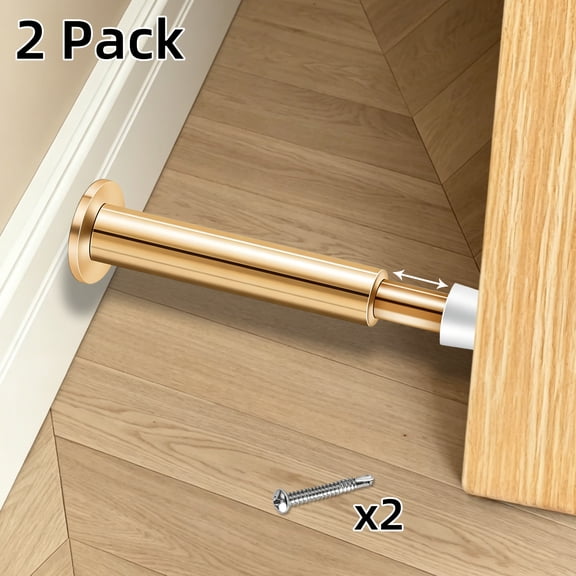 KOLAKO Door Stops, Spring Door Stopper Rubber Buffer Baseboard Mounted, Wall Protector to Keep Door Open,Rose Gold,4.4 inch, 2 Pack