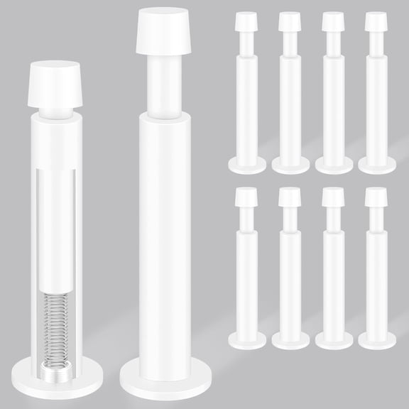 KOLAKO Door Stoppers, 10 Pack Spring Door Stops for Inside Doors, 4.4 Inch Long Doorstop with Soft Rubber Bumper, Baseboard Door Holder, White Wall Protector