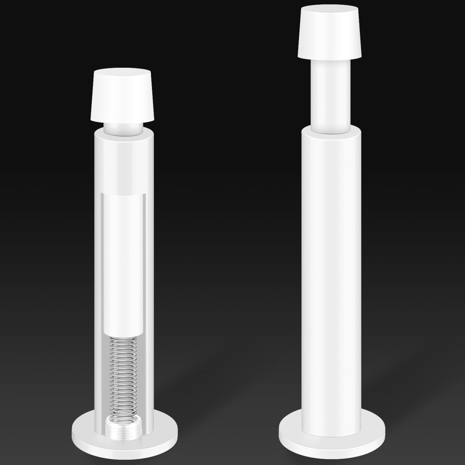 KOLAKO, Door Stop, 4.4 inch Spring, Wall Mounted, White Pack of 2 ...
