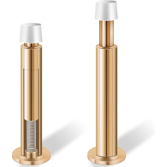KOLAKO Door Stops 4 inch Gold Door Stoppers for Wall Baseboard, Spring Doorstops Rubber Bumper Wall Protector, 2 Pack