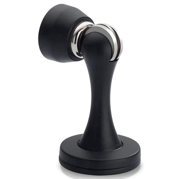 KOLAKO Magnetic Door Stopper , Magnet Door Stop with Catch Stainless Steel, Floor Wall Mount Doorstop Brushed Satin Nickel, Protector, Black