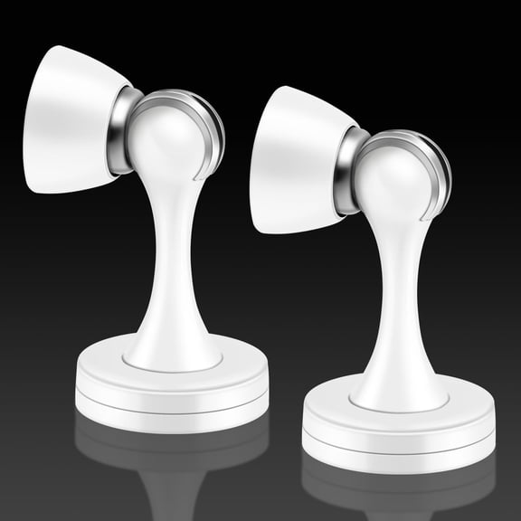 KOLAKO Magnetic Door Stopper, Door Stop with Magnet, Stainless Steel, Heavy Duty Metal Door Holder with Catch, Doorstop Wall Protection Wall Mount, White, 2 Pack