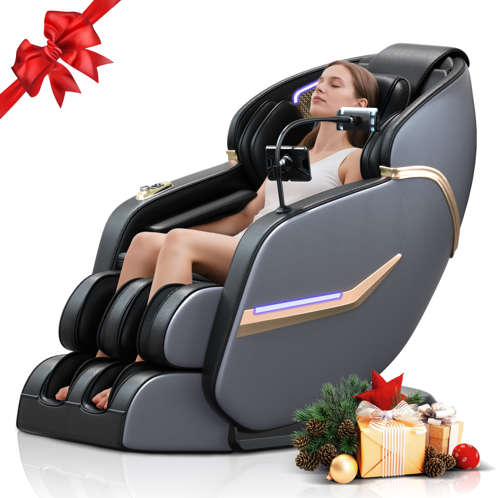 Walmart Black Friday Deals 2025 - KOLLECKTIV 2025 Massage Chair 4D Full Body, Zero Gravity, SL Track, AI Voice, Heating, Foot Rollers, Black and Gold