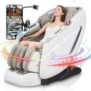 2025 Upgrade 4D Massage Chair Full Body with Sonicwave Rhythmic Massage, Zero Gravity Massage Chair with Phone Controller and Holder, 16 Auto Modes, Waist & Calf Heating, Ai Voice, White