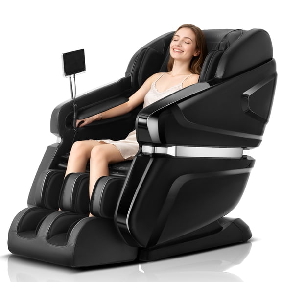KOLLECKTIV Massage Chair 4D Zero Gravity Full Body Shiatsu Yoga Stretching SL Track, Heating, Black