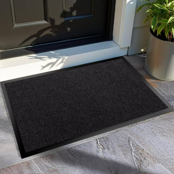 KOLOKO Outdoor Mat Non Slip Doormat 2'x9' Front Door Mat Outside Welcome Mat Dirt Trapper Commercial Indoor Floor Mat Rubber Backed Thicken Entryway Rug Low Profile Black
