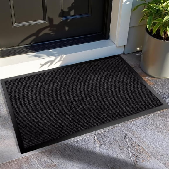 KOLOKO Low Profile Black Entryway Rug, Rubber Backed Non Slip Dirt Trapper Mat, Indoor & Outdoor Front Entrance Doormat for Home & Light Commercial Use 3' x 20'