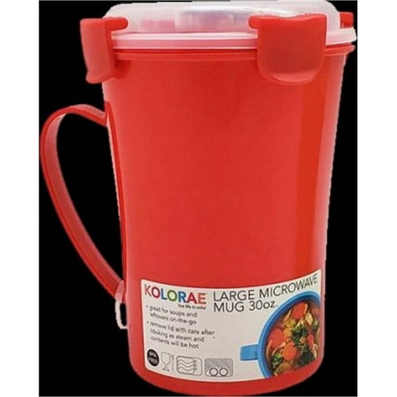 KOLORAE Large Microwave 30 oz Red Plastic Mug