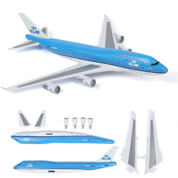 KOLOTEASME 1/280 747 Airplane Model Plastic Assembly Kit Compatible for KLM Compatible for Boeing 747 Plastic Quick Build Plane Model with Stand, 25.5cm Display Aircraft for Office Desk Shelf Gift